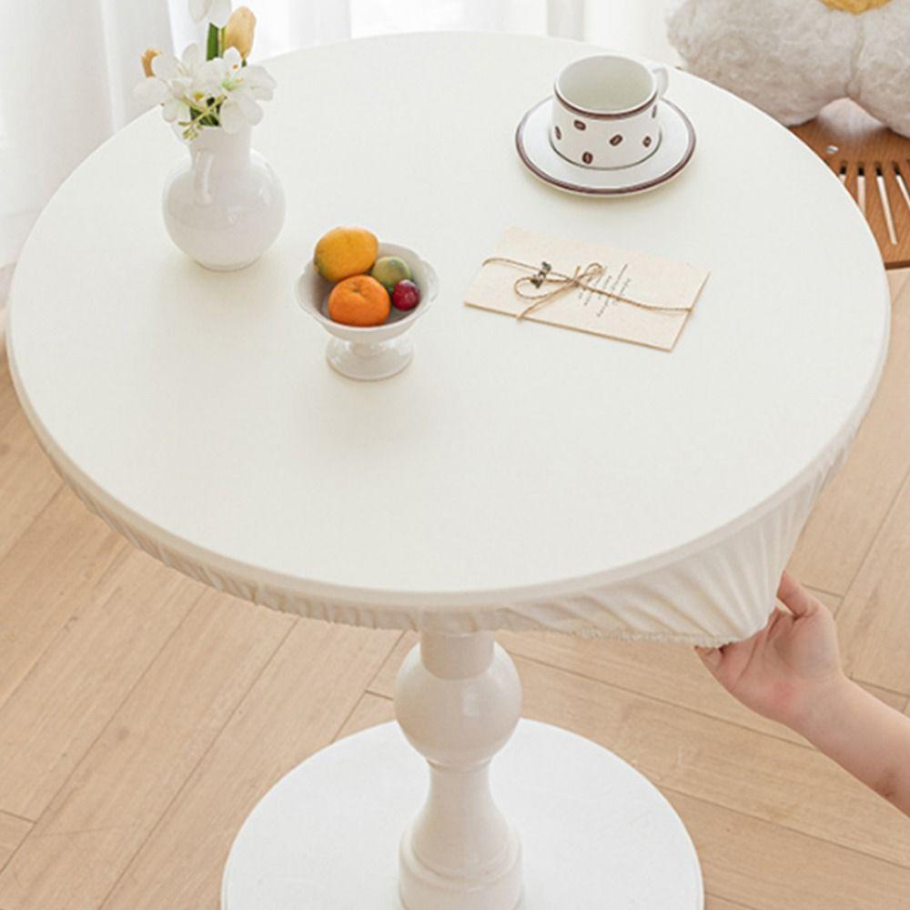 Waterproof Round Table Cover Oil Proof Table Protector Full-wrapped Desktop Cover  Kitchen Use