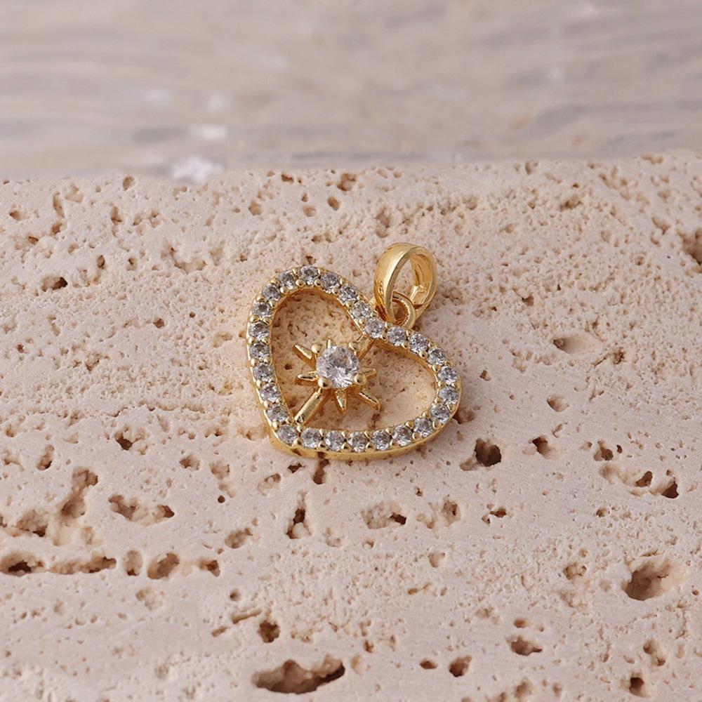 18 Karat Vergoldeter Herz- und Stern-Anhänger mit Zirkonia für DIY-Halskette oder Armband