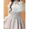 Anohana Autumn Japanese Sweet Girl Ruffle Off-Shoulder Shirt & High-Waist Skirt Set
