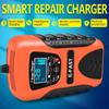 E-FAST 12V 7-Stage Charger for Car and Motorcycle Batteries with Current, Voltage, and Battery Level Display.