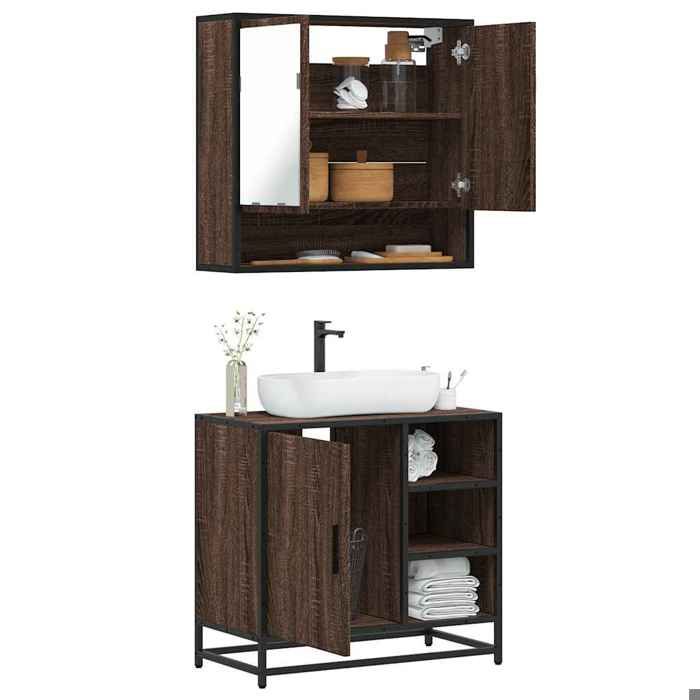 VidaXL Ensemble De Meubles De Salle De Bain 2 Pcs Chêne Marron, Armoire De Rangement, Armoire De Bain, Meuble De Toilette 3300939