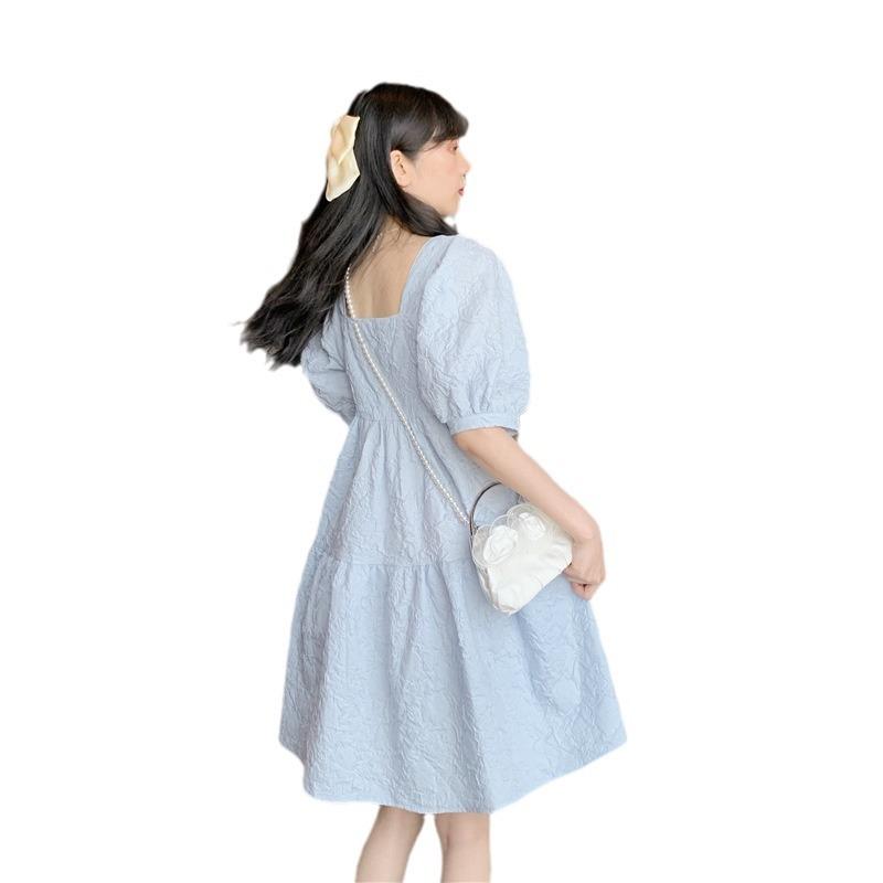 Cream Puff Dress Summer New Girls Bubble Sleeves Waist White First Love Temperament Dress Muse Fan
