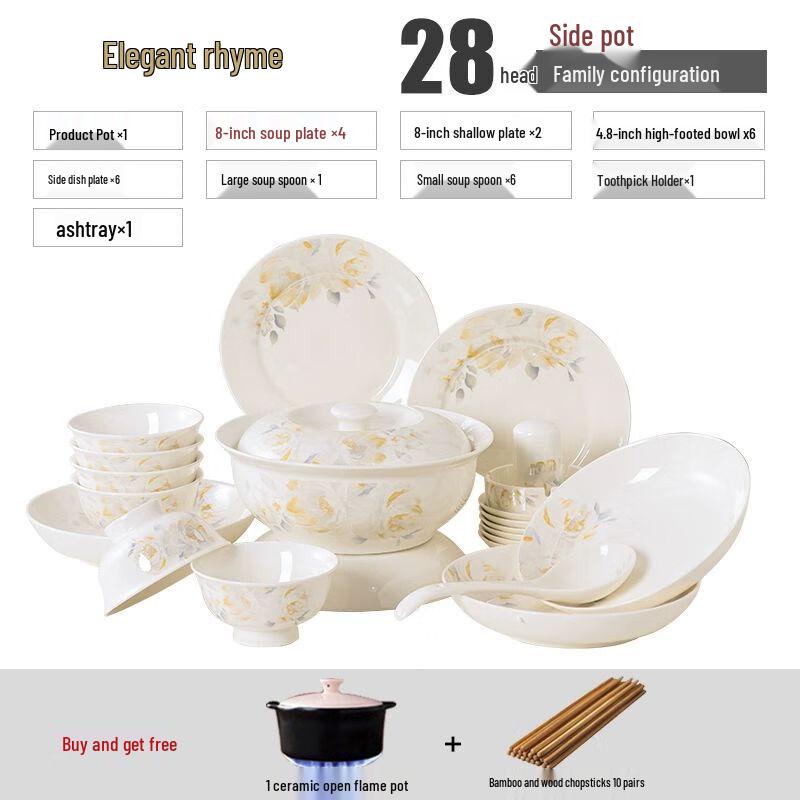 Jiakangming Jingdezhen Bone China Dinnerware Set 28 Pieces