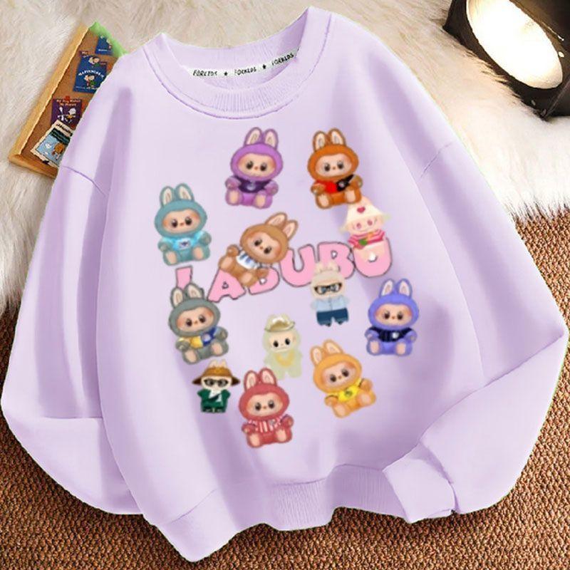 Moletons Fofos de Gola Redonda para Crianças, Moletons Casuais de Manga Comprida da Moda para Meninos e Meninas na Primavera e no Outono