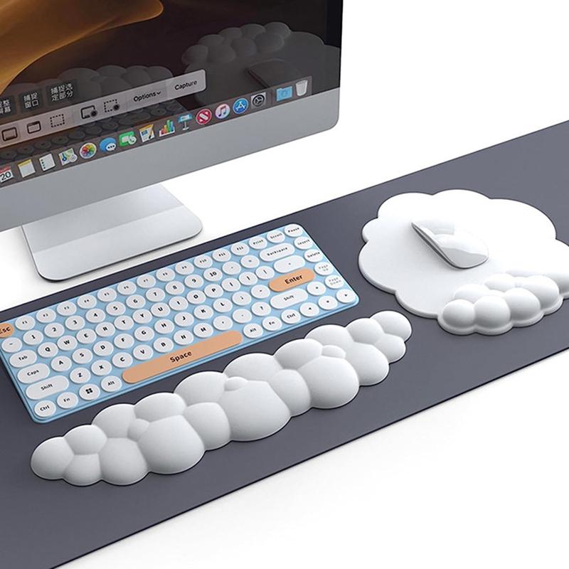 

Wrist Rest Design Cloud Shape Mouse Pad Leather Anti-slip Mouse Pad Blue
