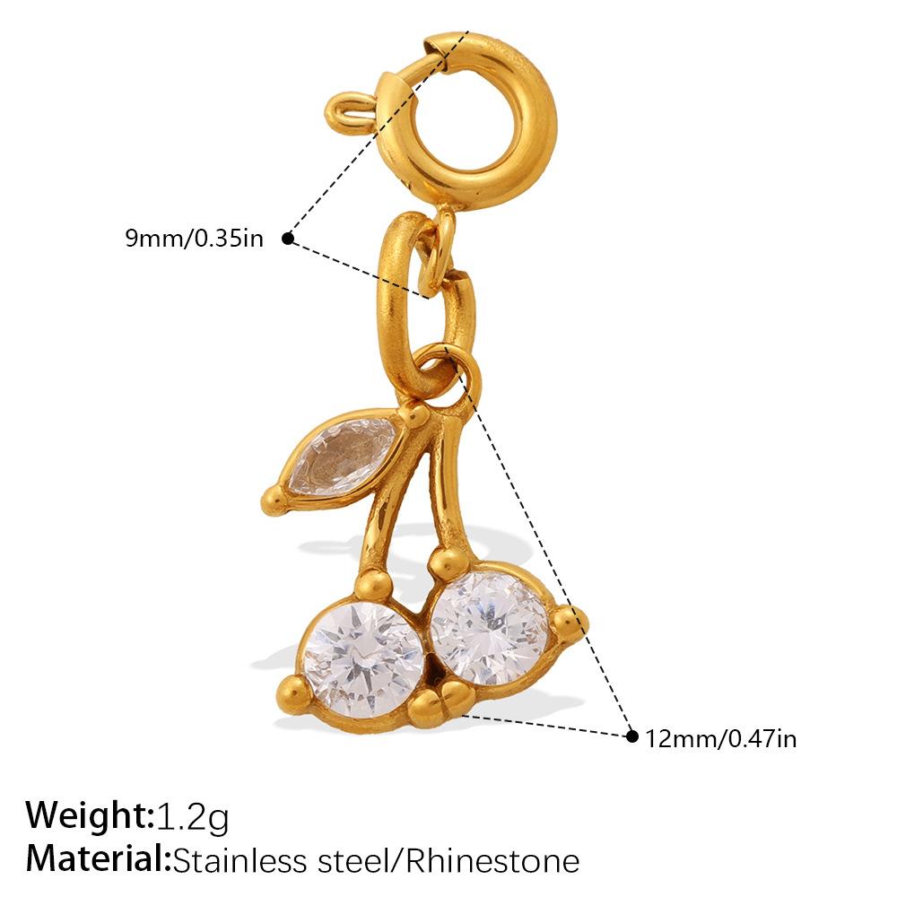Vitality Sweet Wind Rhinestone Variety Jewelry Buckle Cherry Pendant Stainless Steel Gold Plated Exquisite Accessories