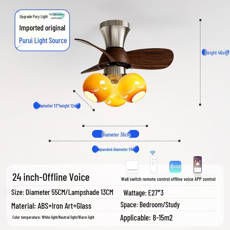 

Бесшумный ретро потолочный вентилятор малого размера в стиле середины века с подсветкой - Идеально подходит для спальни, домашнего декора и люстры для ресторана.