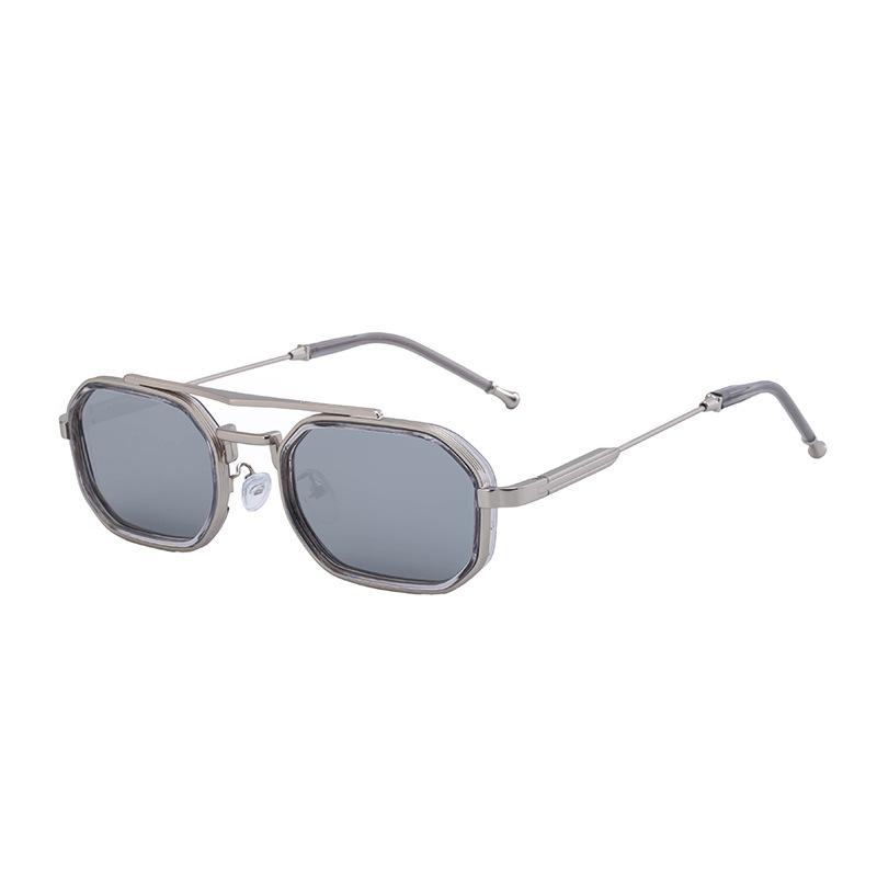 Lunettes de soleil rétro à double faisceau pour hommes, petite monture, verres solaires haut de gamme à monture intégrale