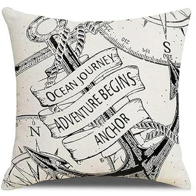 Nautical Dcor Pillowcase Compass And Anchor Cushion Cover Marine Style Home Dcor Linen Pillowcase 45X45Cm