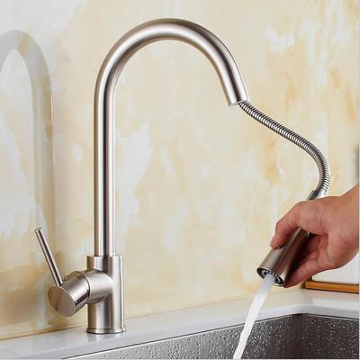Chrome/Gold/Nickel Kitchen Faucets Silver Single Handle Pull Out Kitchen Tap Single Hole Rotating Water Mixer Tap Mixer Tap