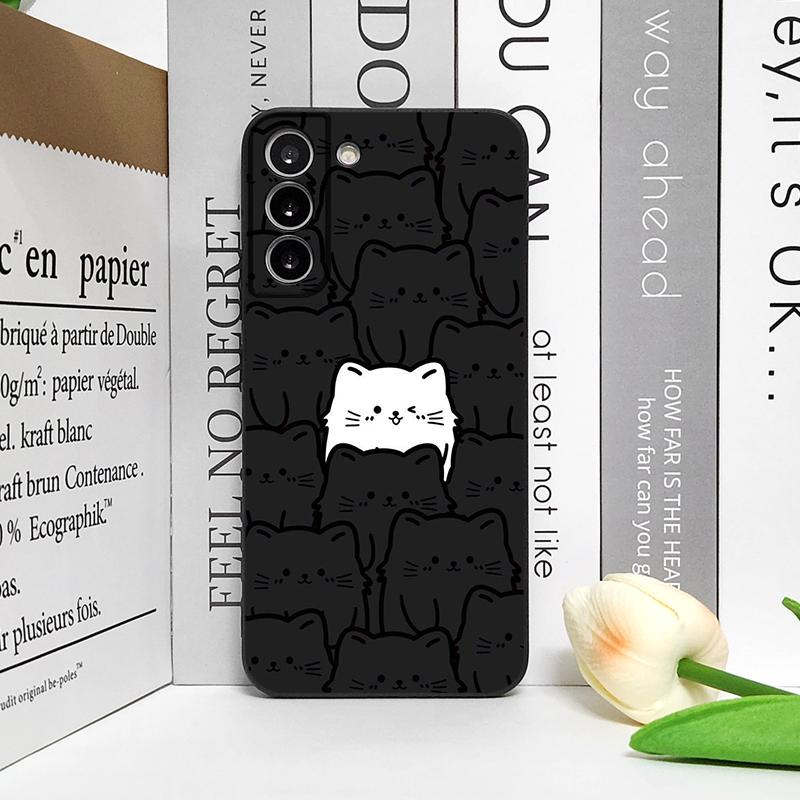 Custodia per Telefono Coppia Gatti Neri Bianchi Cartoni Animati per Google Pixel 9A 8A 7A 6A 7 PRO 8 9 Pro XL 4G 5G Cover Morbida Antiurto Guscio Abbinato