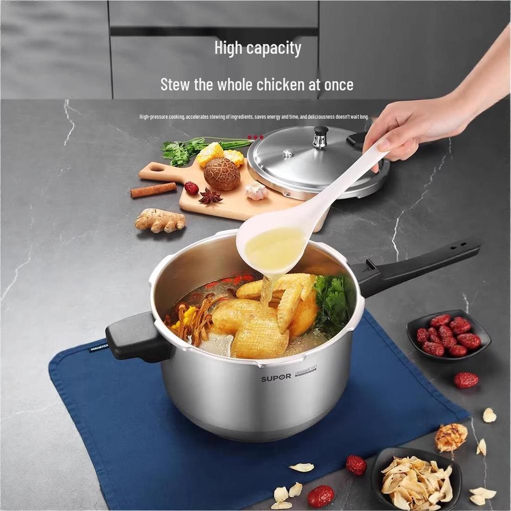 Supor Universal High-Pressure Stainless Steel Cooker: Safe, Explosion-Proof, Fast, Thickened for Induction & Gas Stoves