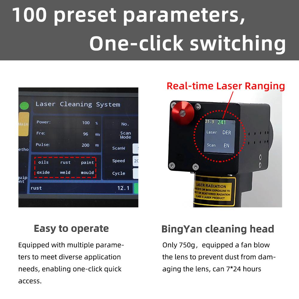 BingYan New Smart Digital Pulse 300W JPT Laser Cleaning Machine No Import Charges Free Shipping Fiber Laser Cleaner rust Removal