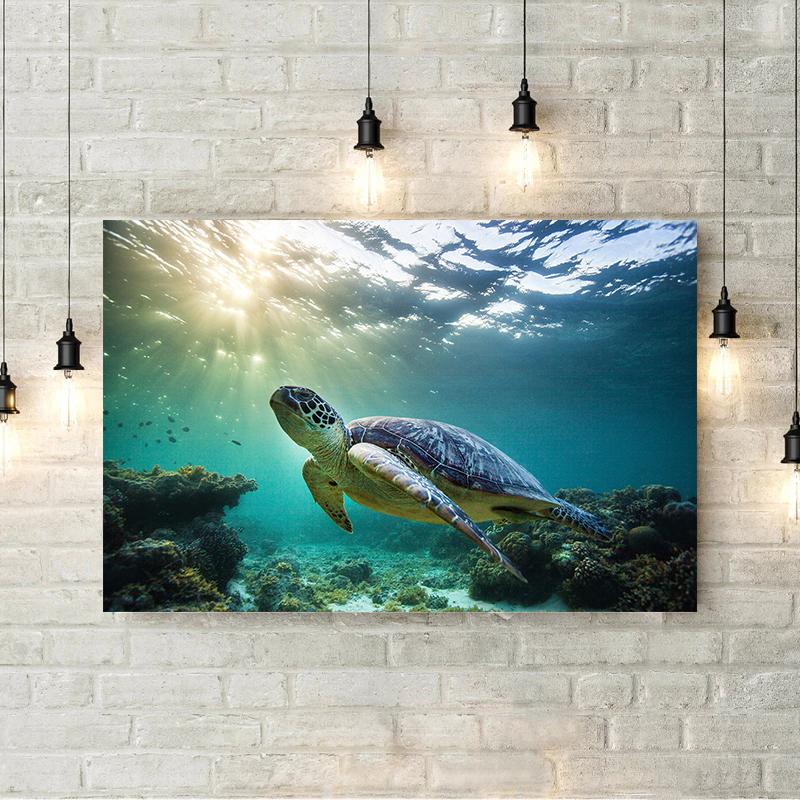 Shark Jellyfish Humpback Whale Tail Sea Turtle  Poster Print Ocean Wildlife Canvas Painting Print for Living Room Home Decor