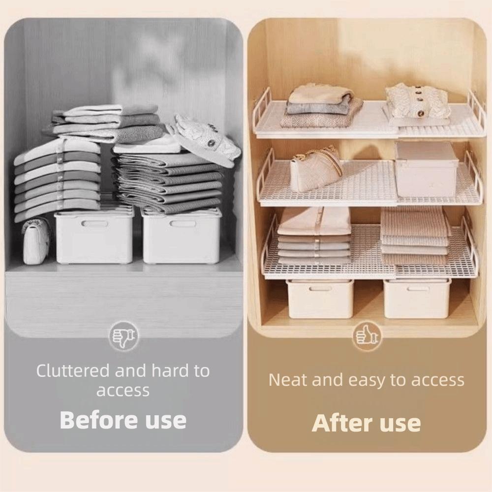 Adjustable Expandable Cabinet Sorting Board No-Drill Telescopic Closet Shelf Pantry
