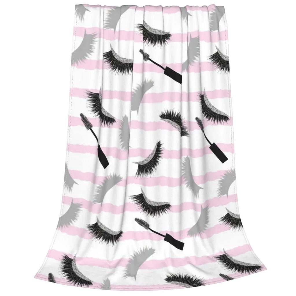 Cute Closed Eyes Plush Blanket Cartoon Beauty Eyelash Funny Throw Blanket Flannel Warm Soft for Home Hotel Sofa 125*100cm