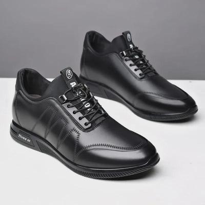 Męskie buty codzienne w koreańskim stylu 2025 z niewidocznym podwyższeniem wysokości 8 cm lub skórzanym podwyższeniem 6 cm