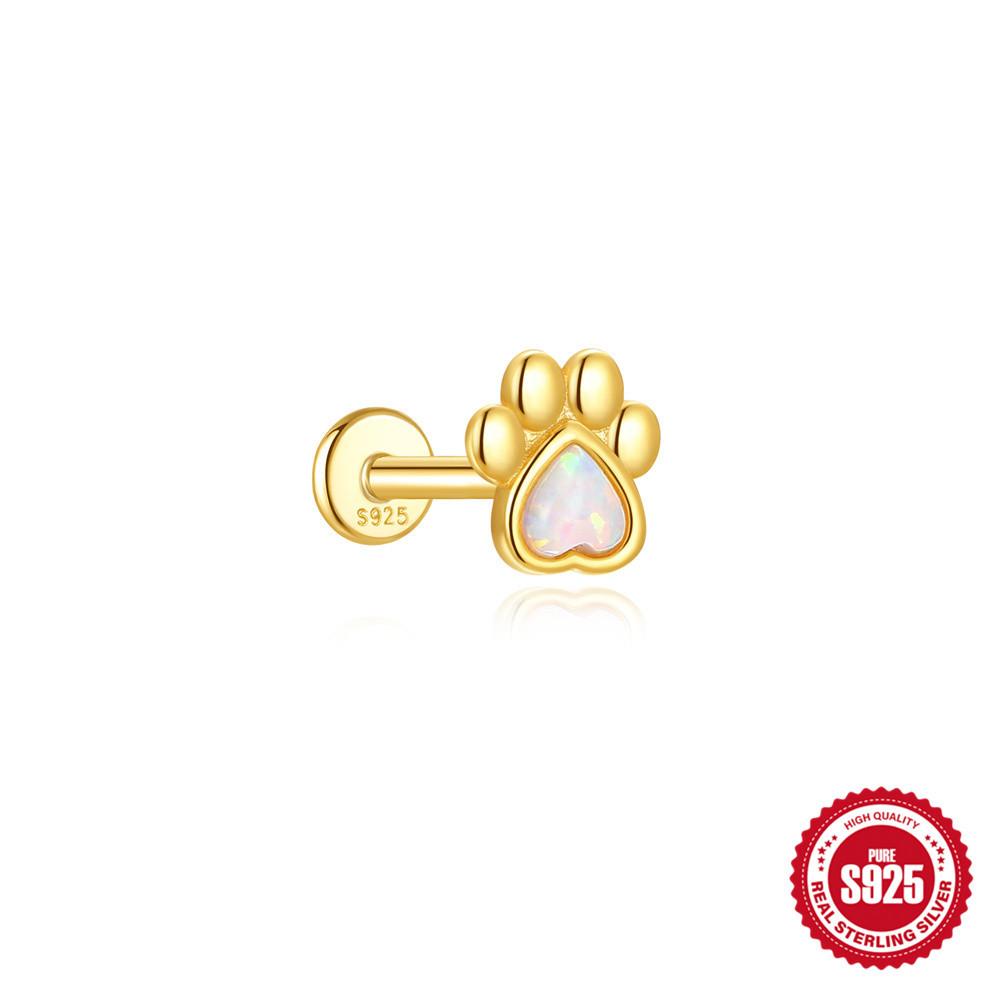 S925 Sterling Silver Daily Wear Opal Diamond Cartilage Spiral Puncture Stud Earrings 16G Earbone Stud