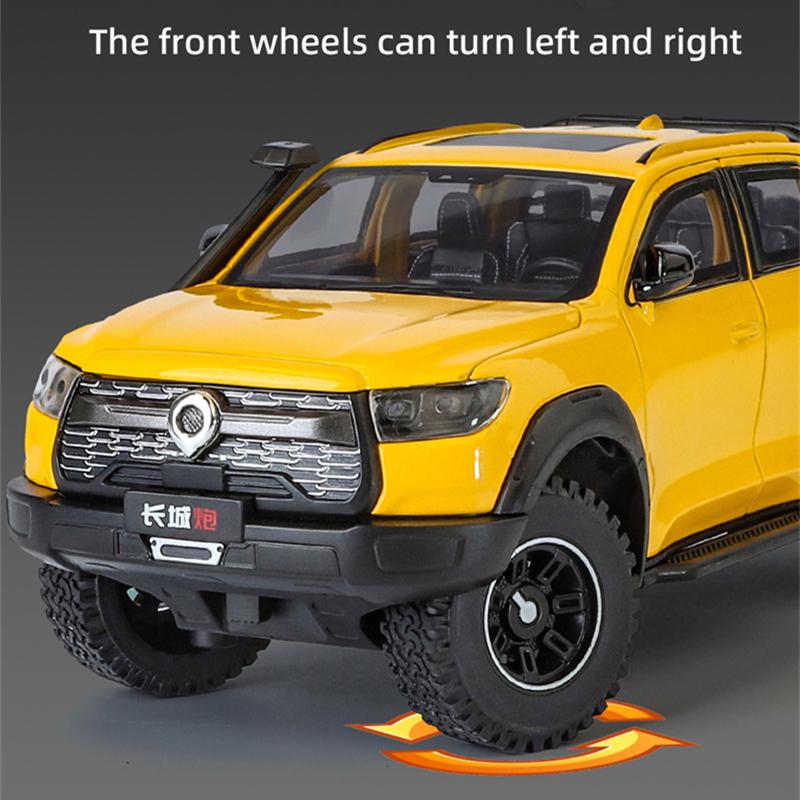 1/24 Great Wall Motor POER Pickup Model de mașină din aliaj din metal turnat sub presiune Vehicule de teren, model de mașină, simulare, lumină sonoră, jucărie pentru copii, cadou