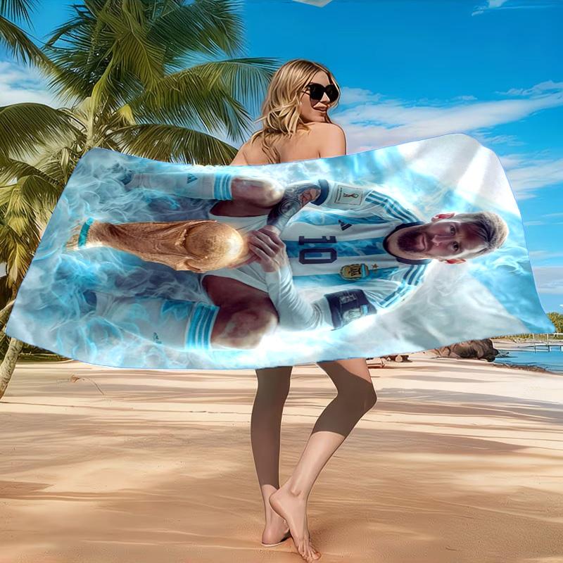 World Cup Celebration Messi Beach Towel, Quick-drying, Easy To Care For, Suitable for Both Fitness and Beach Vacations,Sports Essential
