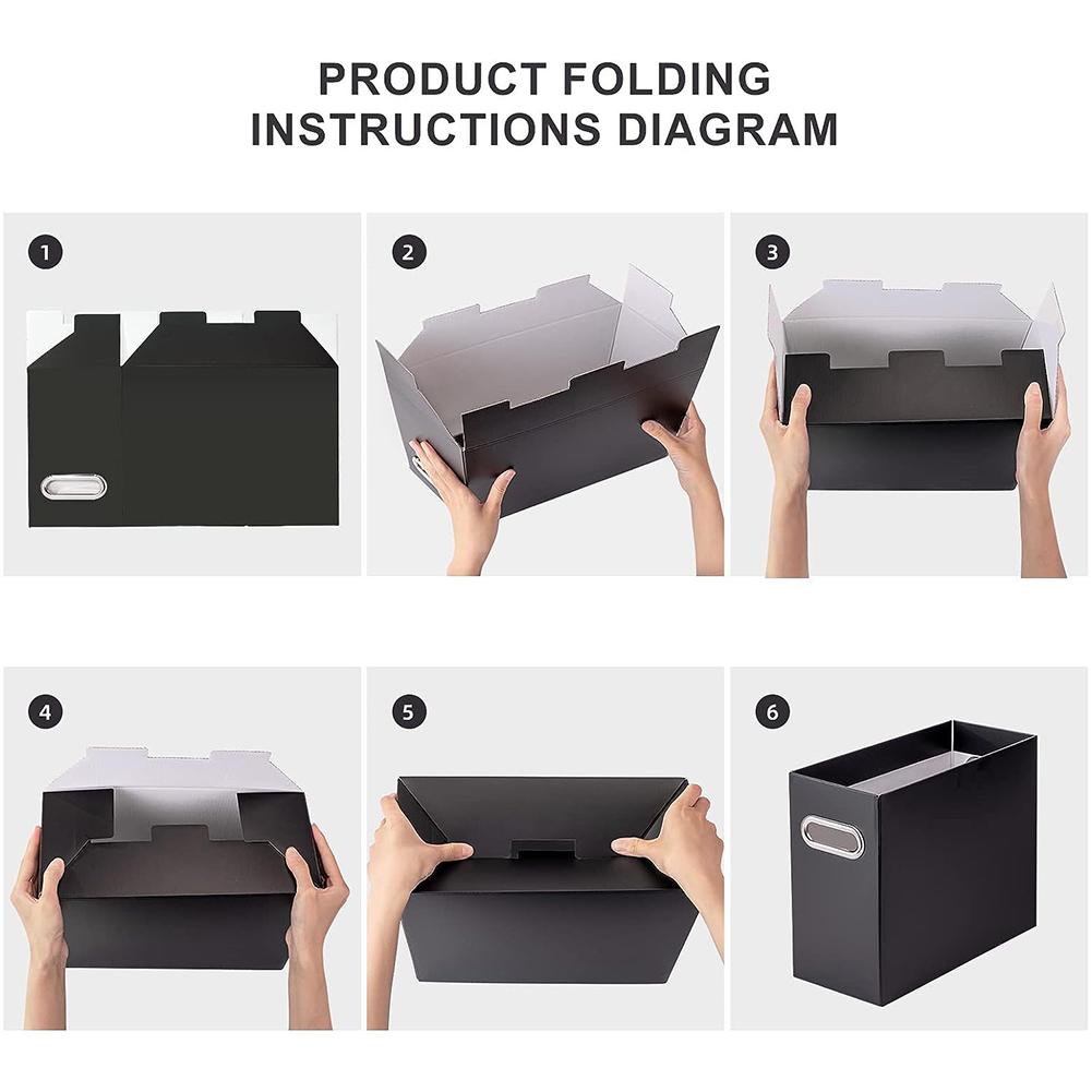 Collapsible File Box With Metal Handle Space Coverless Design Saving Storage Box File Organizer For Notebooks Magazines Documents