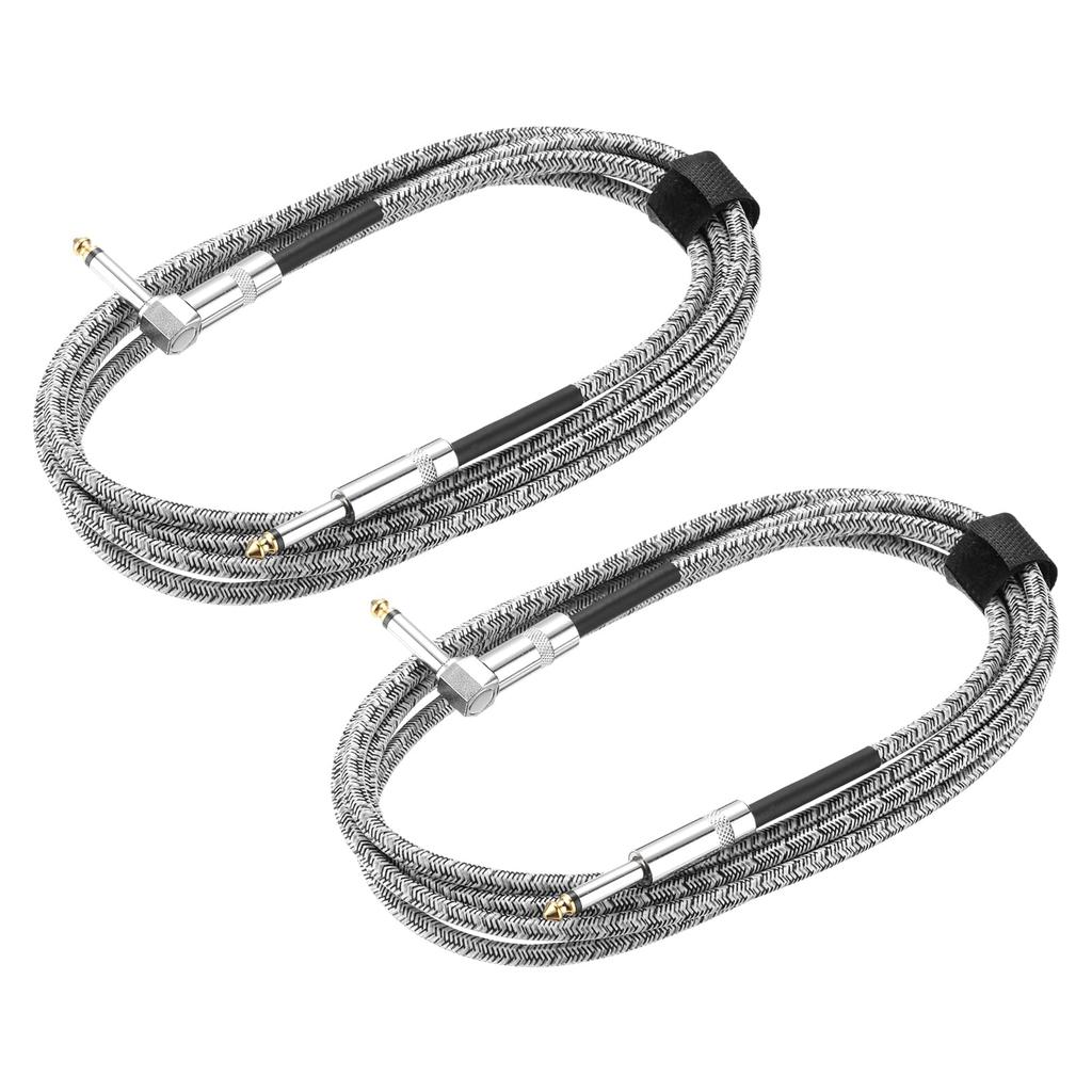 uxcell 2-Piece Guitar Instrument Cable, 10 Feet, 14" to 14" 6.35mm Straight to Right-Angle Jack Stereo Audio Interconnect Cord, Balanced Line for