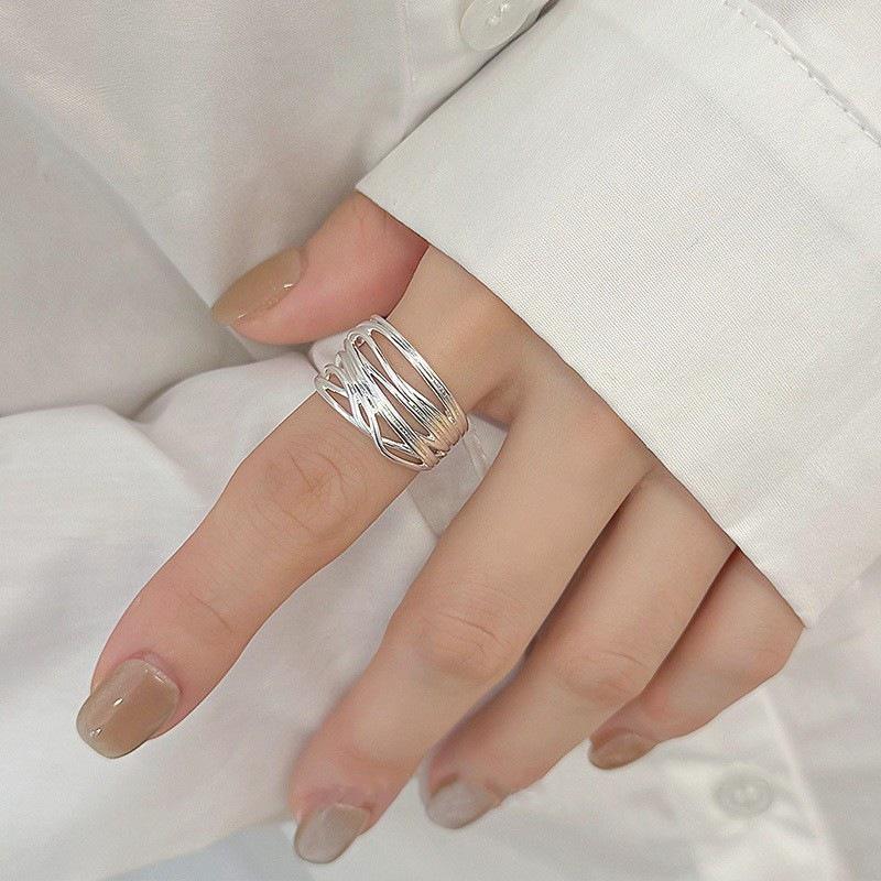 Women's Geometric Minimalist Multi-layer Adjustable Open Ring