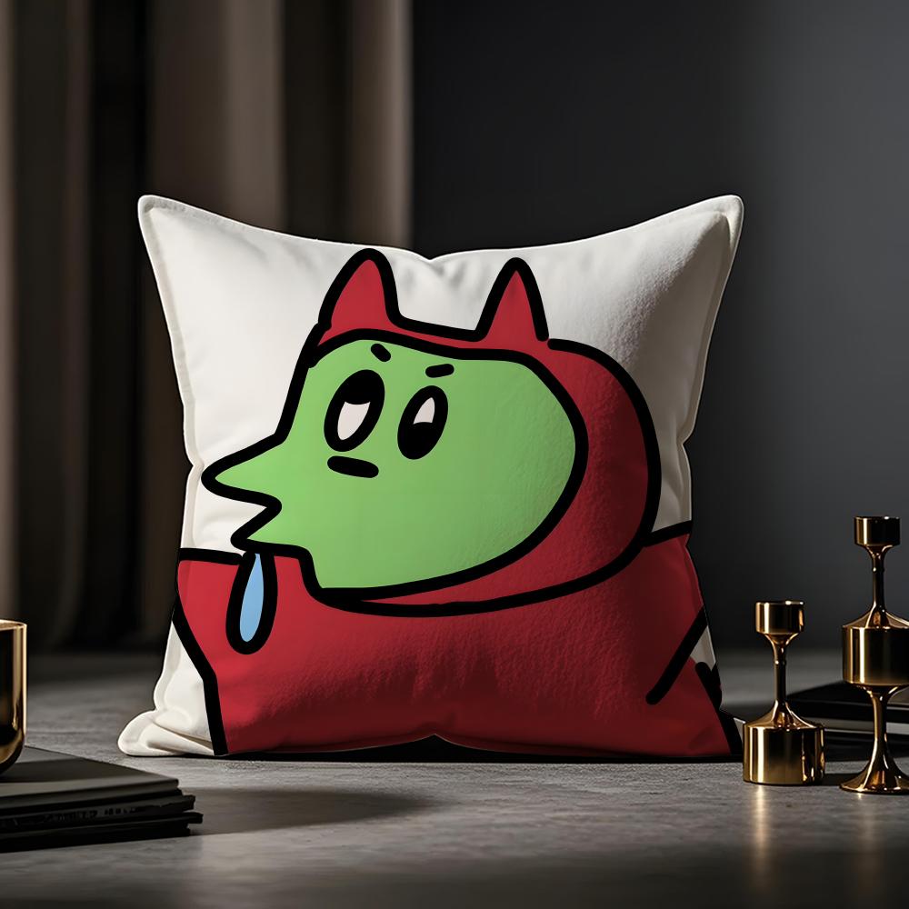 Weird Expression Doodle Cushion Cover Anti-dustmite Pillowcase Invisible Zipper Silky Short Plush Sofa Cushion Cover