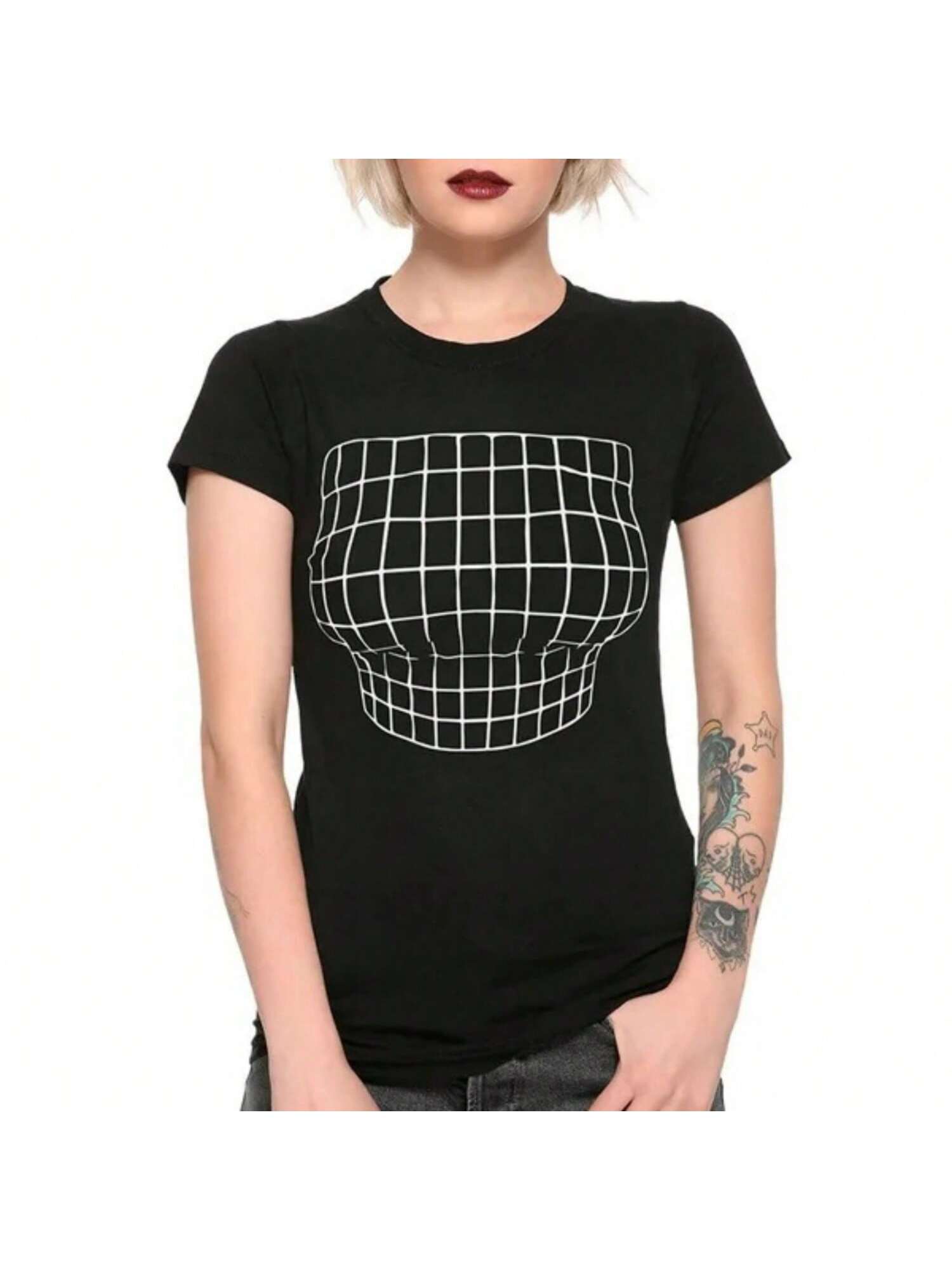 Streetwear Optical Illusion 3D Print T Shirts Floral Casual FashionT Shirt Y2K Female Girl Tops Tees S разноцветный