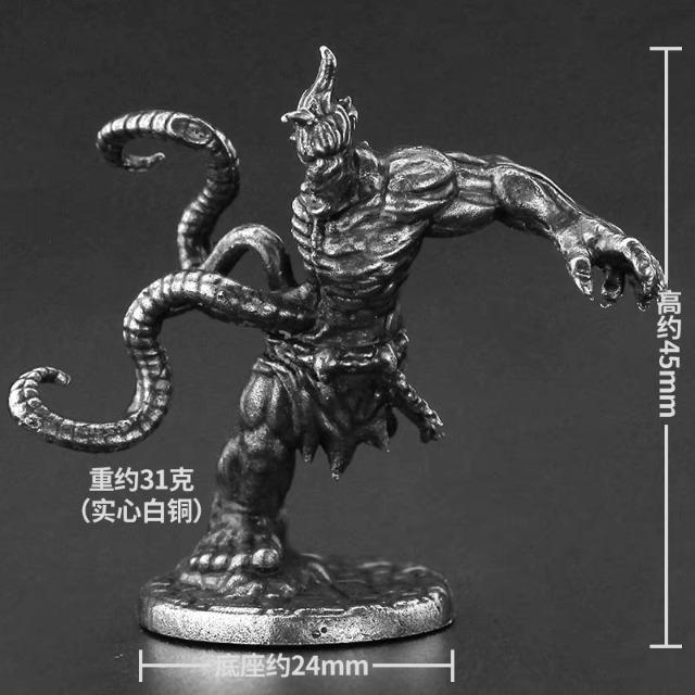 White Brass Demon Warrior Miniatures | Metal Figurines Tabletop War Game Chess Pieces Collection Gift