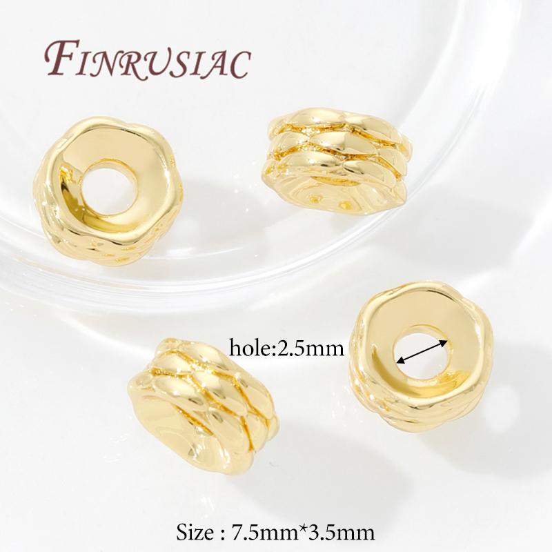 18K Gold Plated Brass Spacer Beads For Bracelets Accessories,Separator For Beads,DIY Jewelry Making Supplies,Round Metal Bead