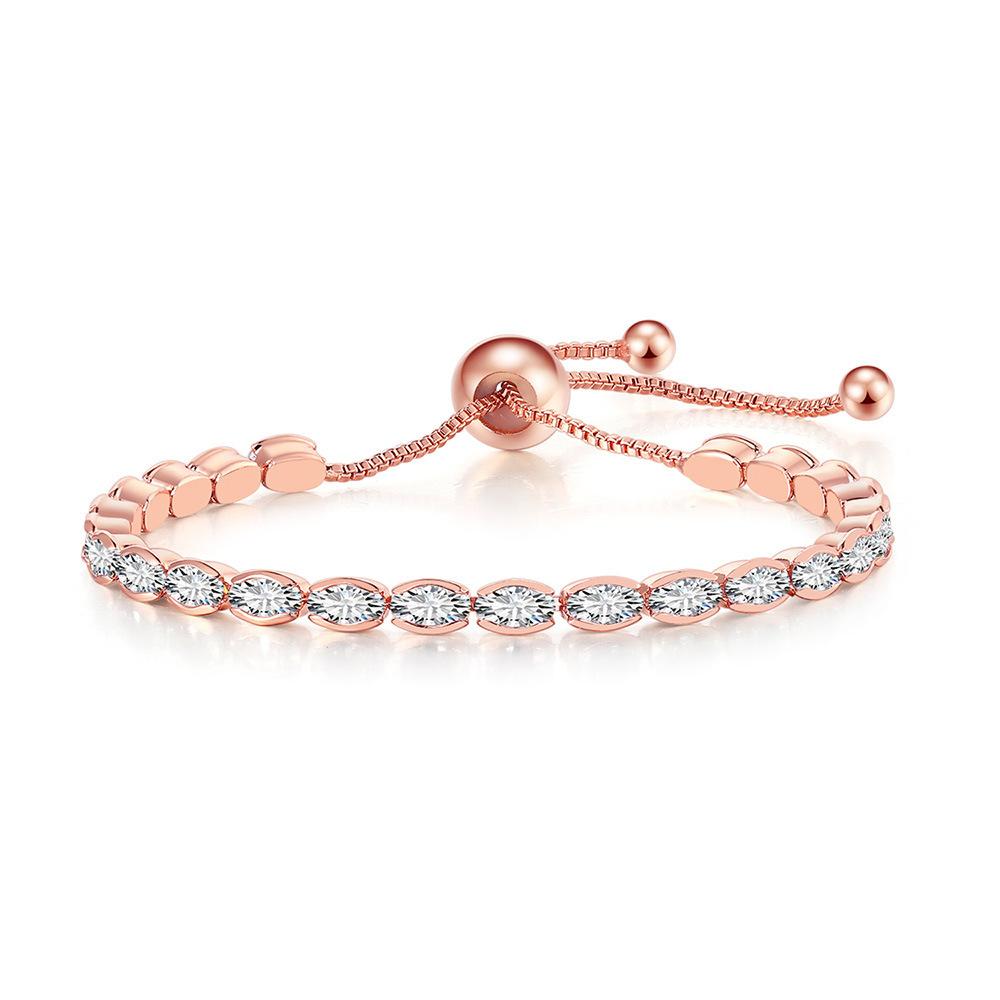 Popular Single-Row Egg-Shaped Zircon Bracelet Women'S Adjustable Tennis Chain Crystal Jewelry