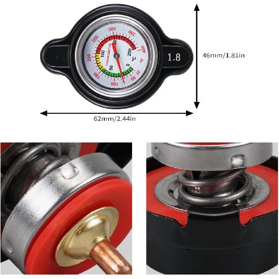 NICECNC Motorcycle Radiator Cap with Temperature Gauge Compatible with Yamaha Raptor700R 2006-2026, YFZ450R 2021-2026, Wolverine X2/X4 2018-2020, See