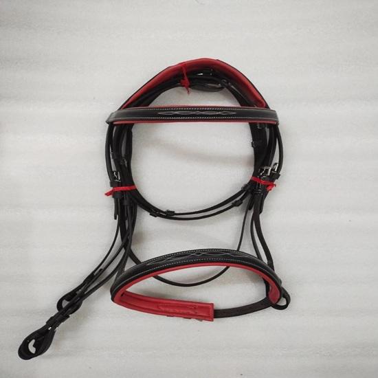 Dressage English Leather Bridle with Red Softy Padding .