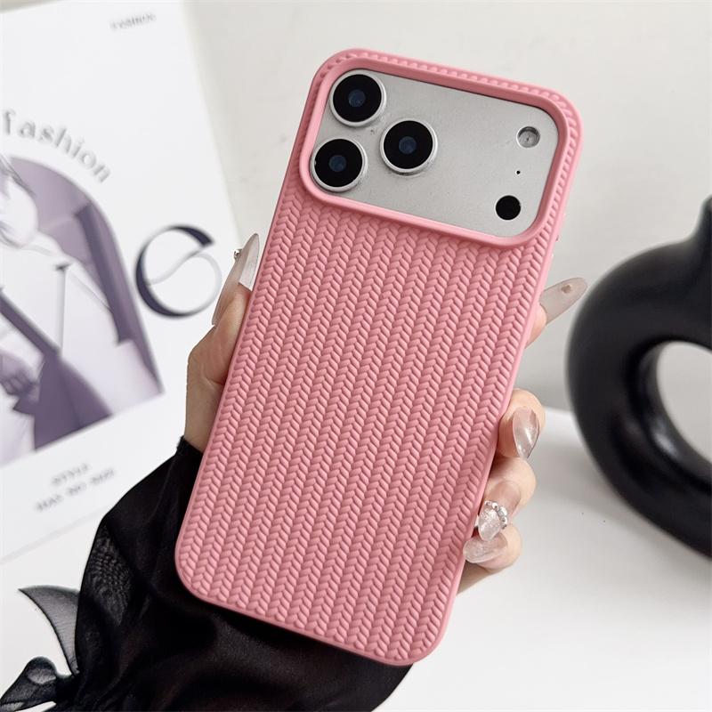 Simple Woven Matte Phone Cases For Apple iPhone 17 16 15 14 Plus 13 12 11 Pro Max Air Shockproof Soft Proteciton Non-slip Cover