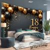 2D Elegant Black Gold Theme 18th Birthday Photography Background Cloth