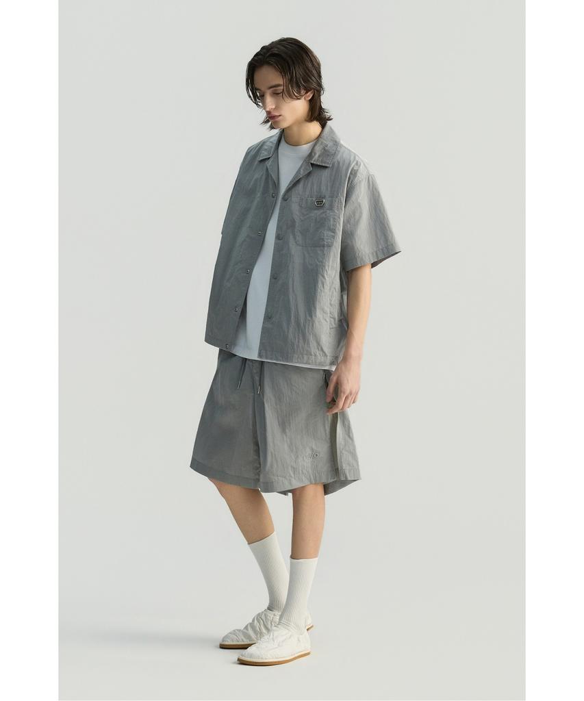 IRO Rafales Metal Nylon Mesh Color Block Bermuda Shorts Grey