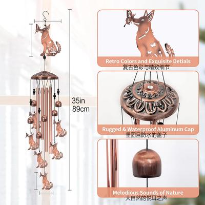 New Wind Chime Metal Iron Handicrafts Home Indoor G Arden Decorations Red Copper Brushed Texture Wind Chime Pendants