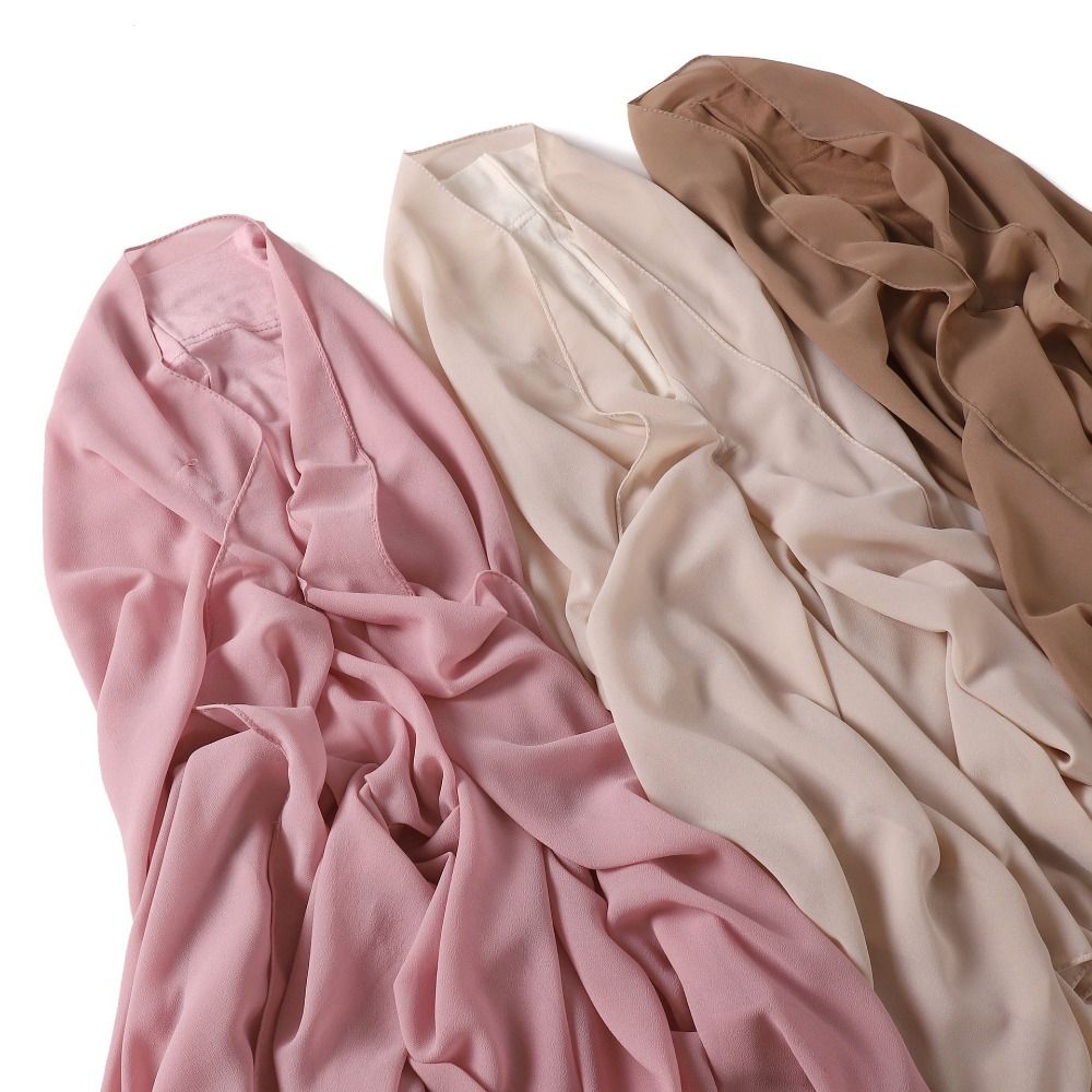 Solid Color Instant Chiffon Hijab Scarf Bulit-In Magnets Islamic Head Wrap Outdoor