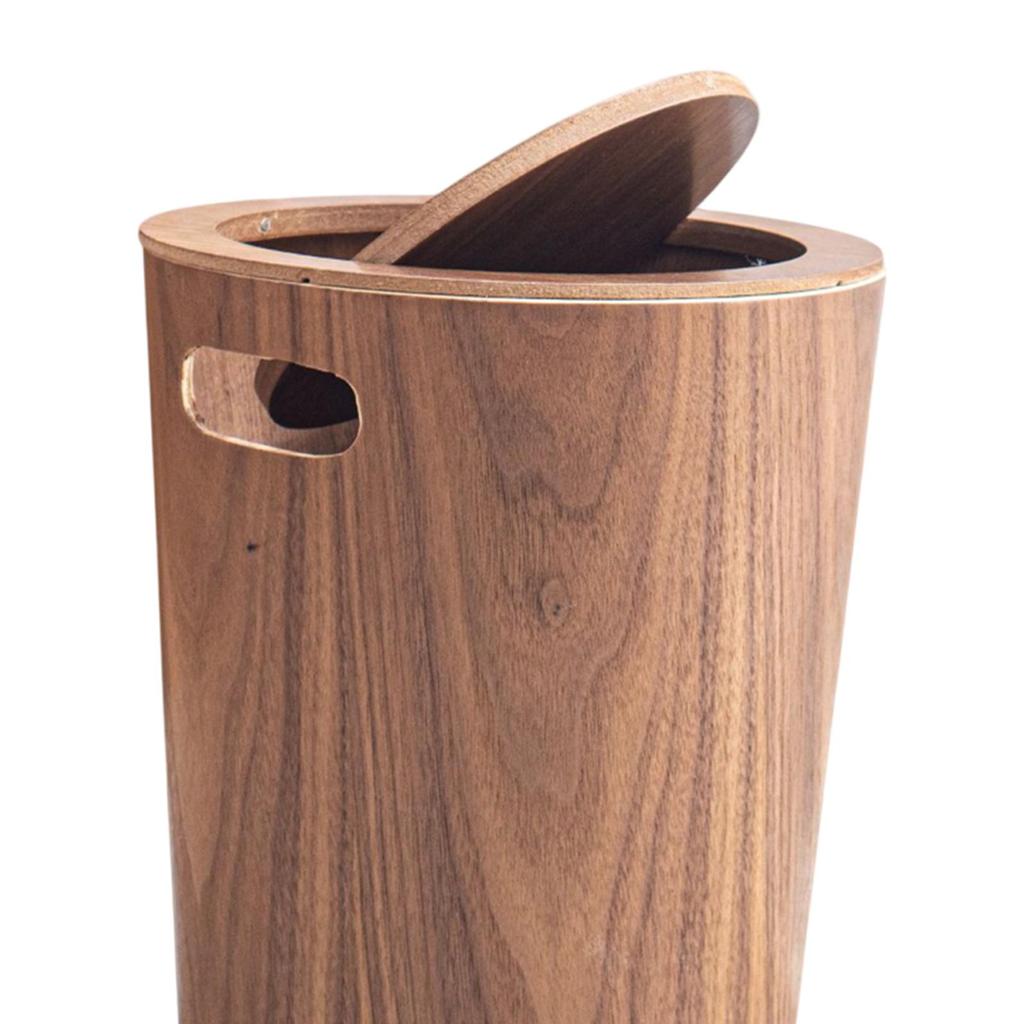 Wood Trash Can with Lid, Wastebasket Garbage Bin Decorative with Swing Lid Garbage Can,
