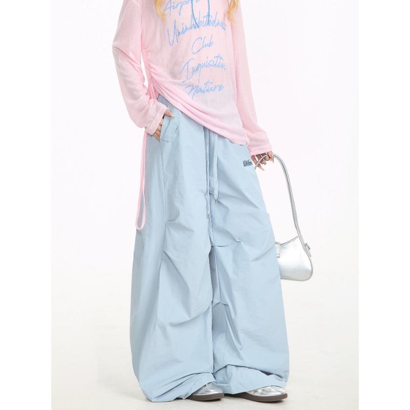 

Dopamine Casual Pants Men s and Women s Spring New Letter Embroidery Loose Jazz Dance Mopping Scimitar Pants S синий