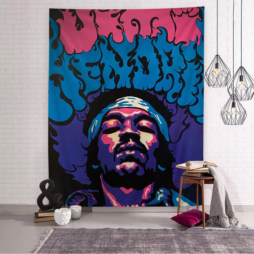 Jimi Hendrix DIY Wall Tapestry Hippie Flower Wall Carpets Dorm Decor Wall Art Decor