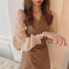 Spring Long Sleeve Chiffon Dress With Waist Ties For Casual And Office Wear
