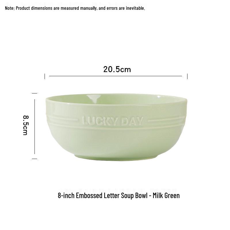 Cream Aesthetic Embossed Ceramic Tableware Set: Rice Bowl, Dish Plate, Fish Plate, Soup Bowl, Noodle Bowl.