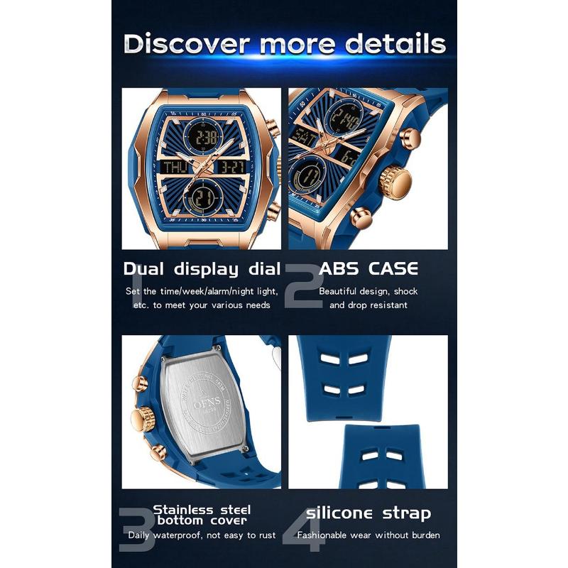 Men Wristwatch Quartz Watches Luxury Dual Display Chronograph Waterproof Sport Military Multifunction Male Digital Watch