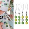 Fashion Beaded Phone Charm Lanyard for Women Girls Crystal Four Leaf Clovers Keyring Stylish Keychain Bag Purse Pendant
