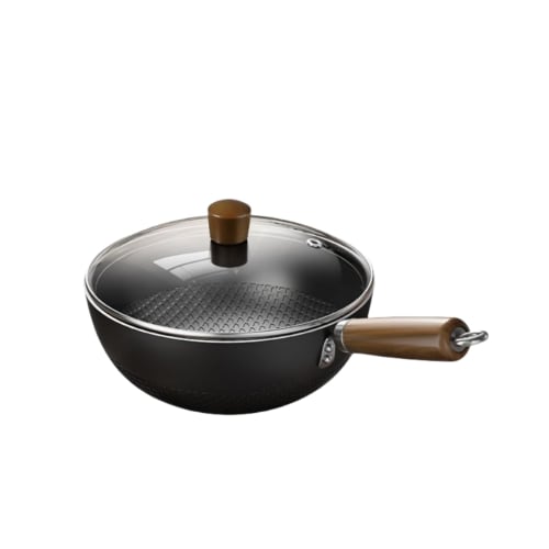 Kiwet Uncoated Mini Iron Pot, Small Wok, Household Wok, Induction Cooker Gas Cooker, Cooking Frying Pan, Frying Pan, Flat Pan, Non-Stick Frying Pan, W