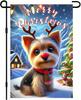 Christmas Tree Dog Garden Ag Cute Puppy Holiday Snow Scene 12x18 Double Sided Winter Yard Banner for Outdoor Porch Lawn Sa