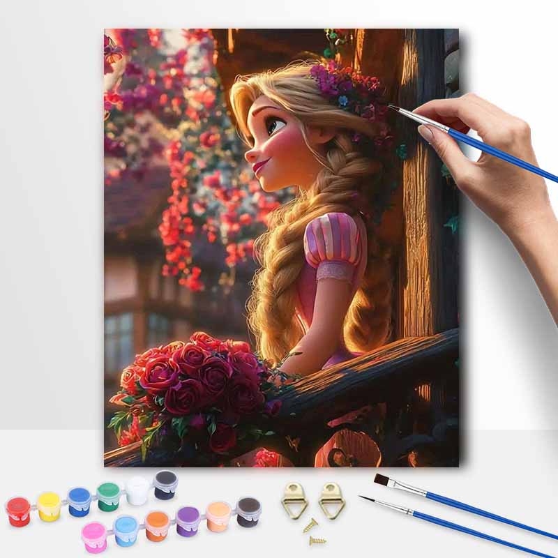 Disney oil painting Rapunzel handmade diy art painting home decor gift for her
