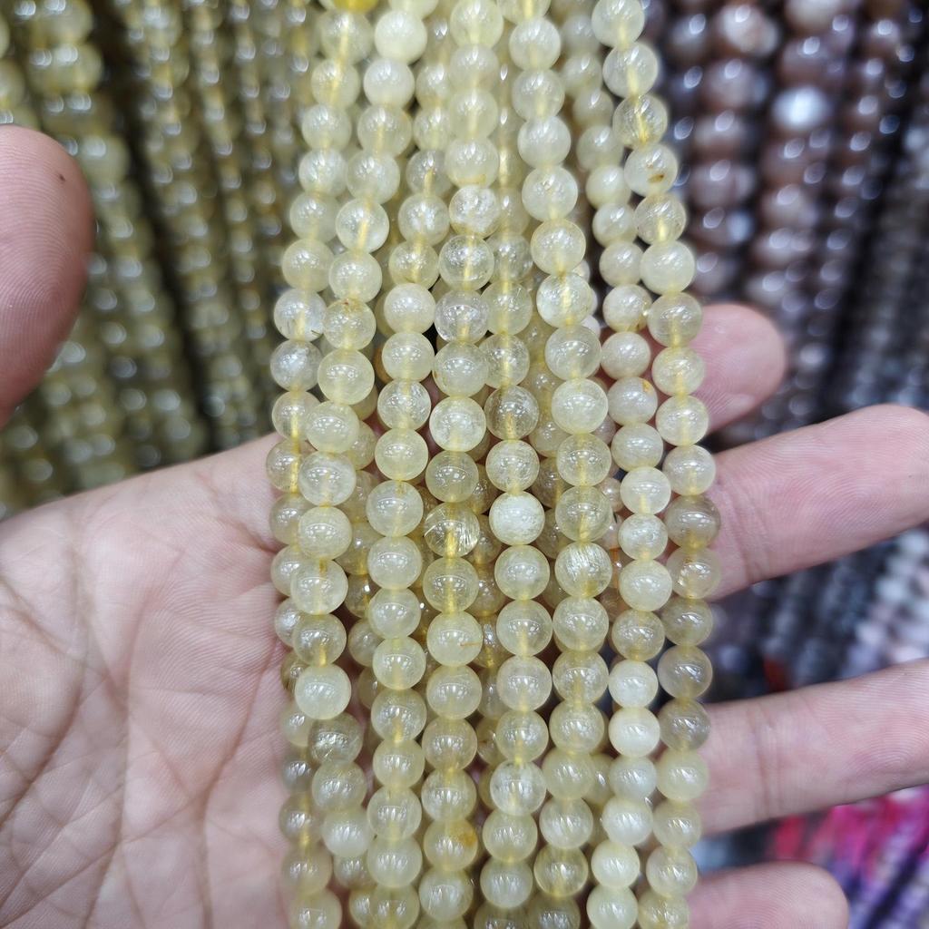 Golden Rutilated Quartz & Yellow Citrine Beads Strand for DIY Jewelry and Bracelets